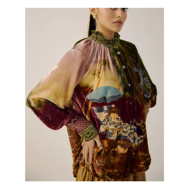 Farmer Lakeside Velvet blouse | Burgundy- Product image n°3