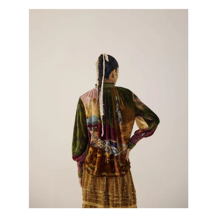 Farmer Lakeside Velvet blouse | Burgundy- Product image n°2