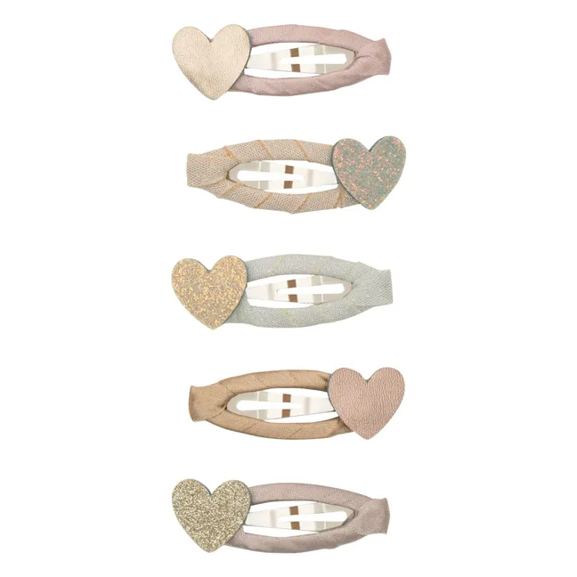 Lot de 5 Mini Barrettes Cœur | Doré