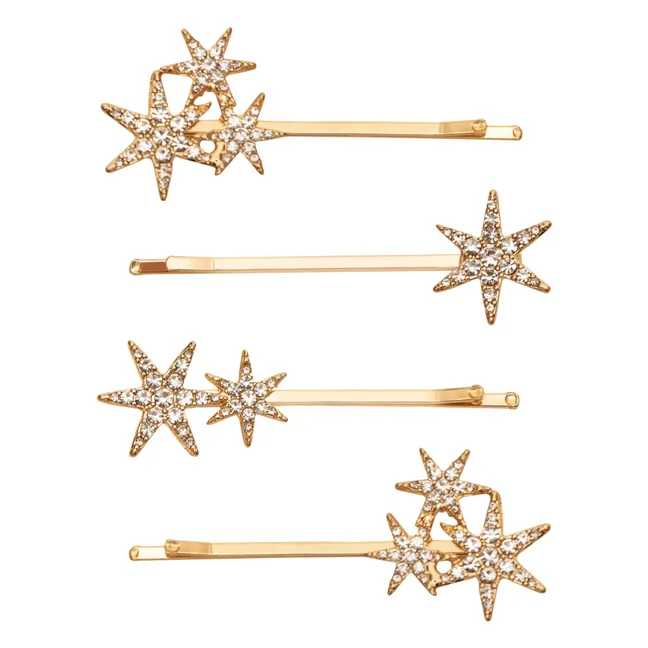 Lot de 4 Barrettes Super Sparkle | Doré