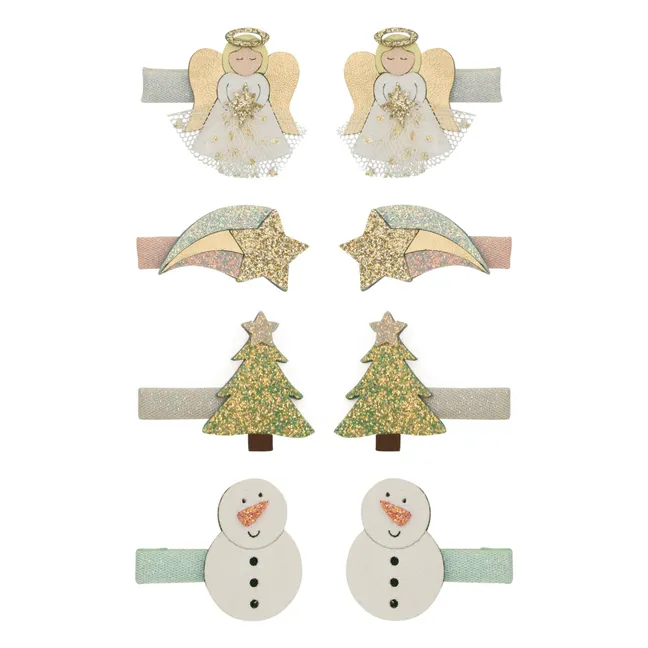 Lot de 8 Mini Barrettes Angel | Doré