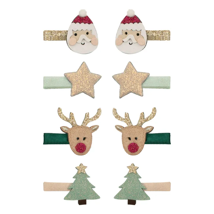 Lot de 8 Mini Barrettes Santa | Doré- Image produit n°0