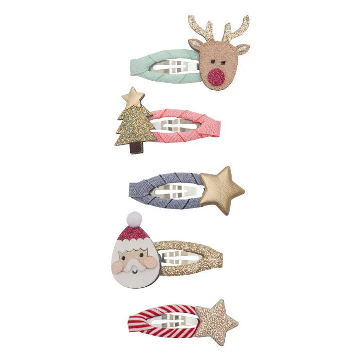 Lot de 5 Mini Barrettes Santa | Doré- Image produit n°0