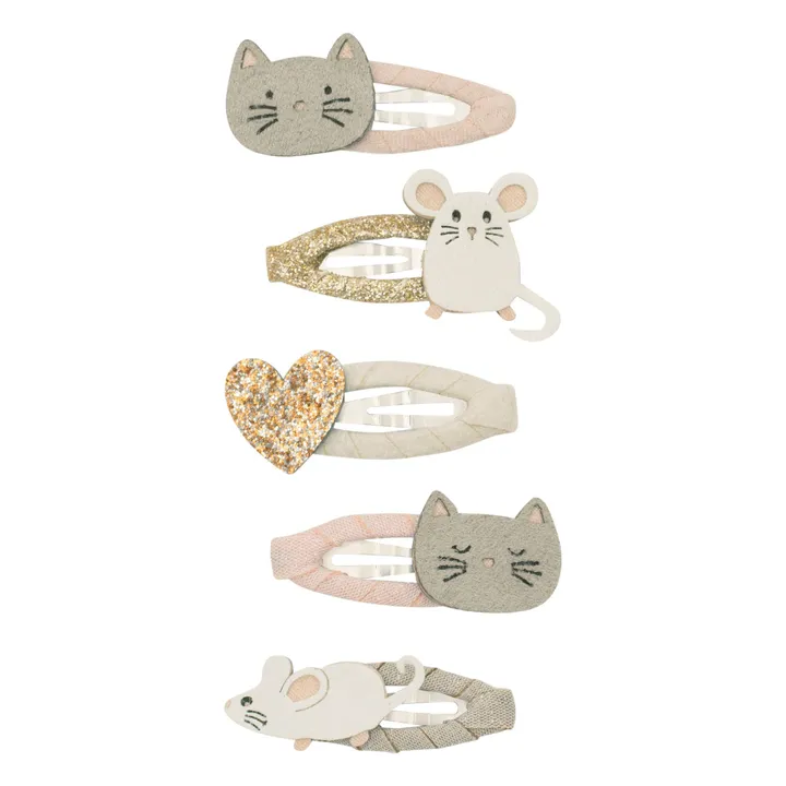 Lot de 5 Barrettes Chat | Rose- Image produit n°0