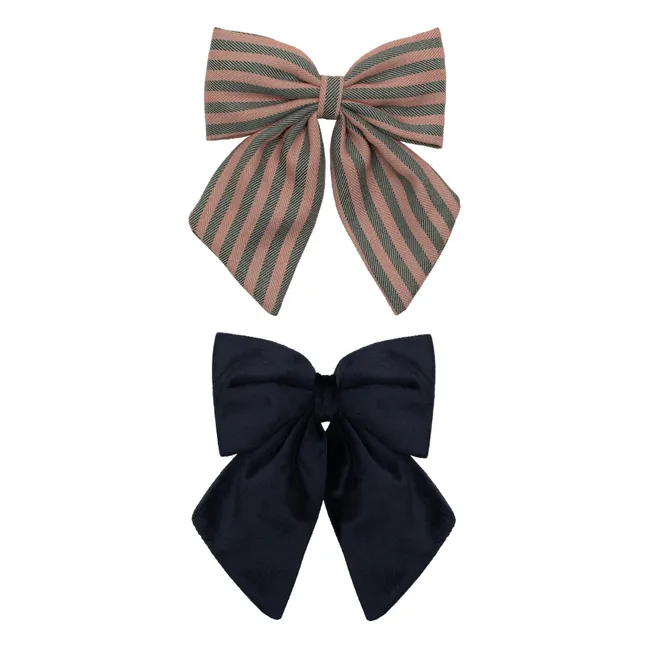 Lot de 2 Barrettes Agnes Rayures | Bleu marine