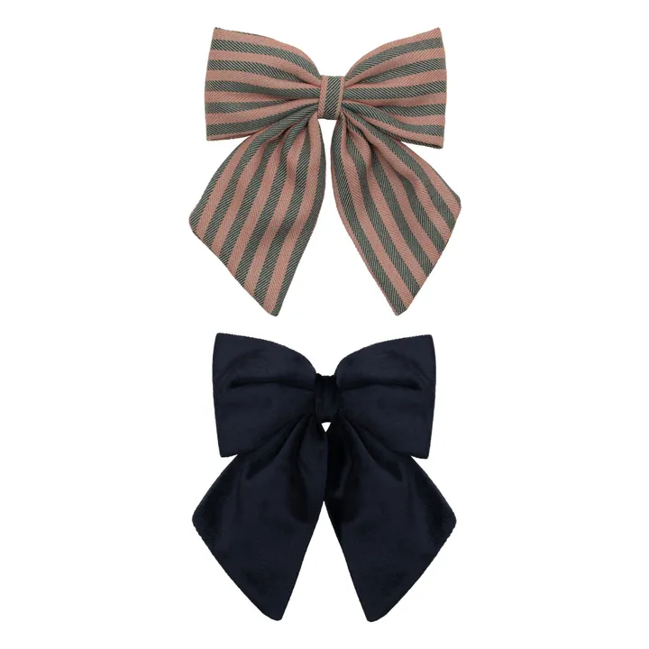 Lot de 2 Barrettes Agnes Rayures | Bleu marine- Image produit n°0