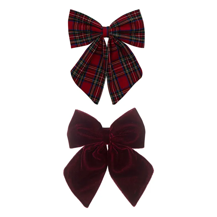 Lot de 2 Barrettes Agnes Tartan | Rouge- Image produit n°0