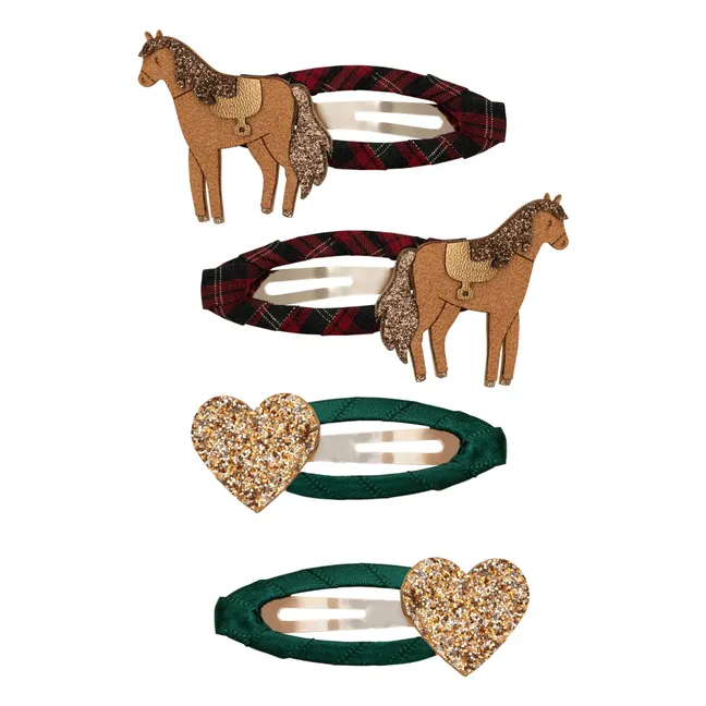 Horsey 4er-Set Haarspangen | Kupferrot