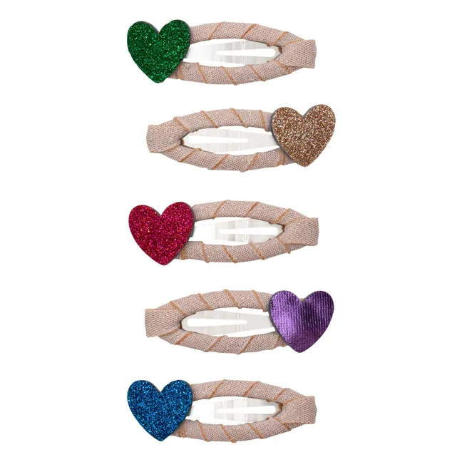 5er-Pack Mini-Spangen Jazzy Heart | Rosa