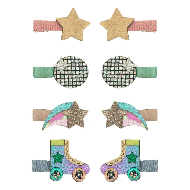 Lot de 8 Barrettes Disco Diva | Doré