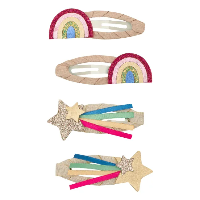 4er-Pack Disco-Spangen Rainbow | Gold