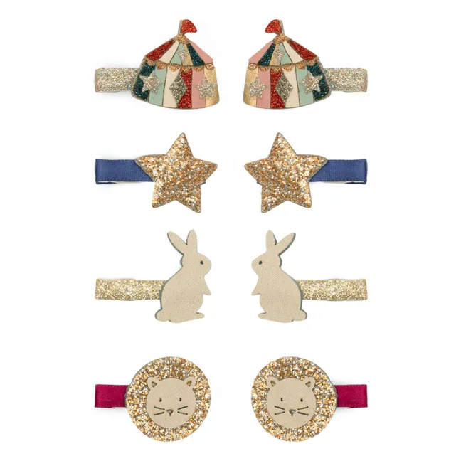 Lot de 4 Barrettes Circus Lion | Bleu