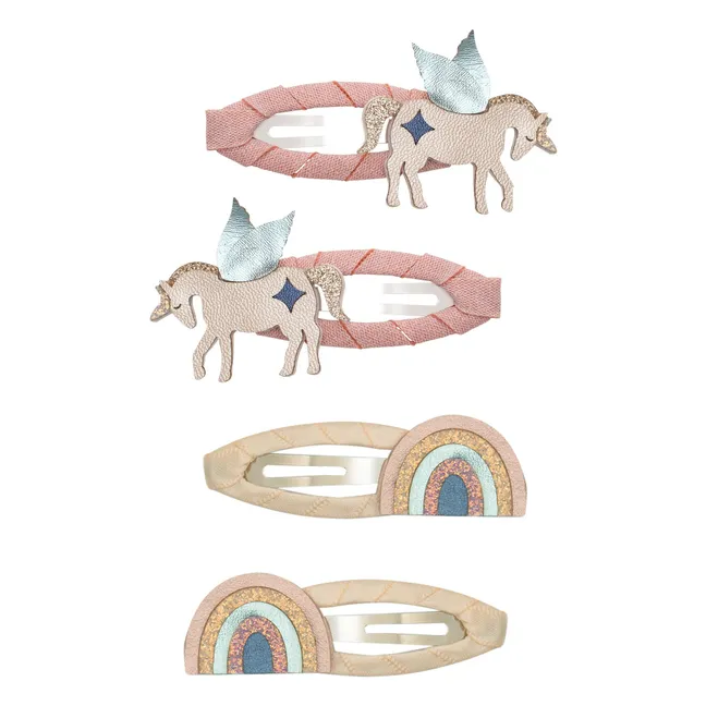 Lot de 4 Barrettes Unicorn | Rose