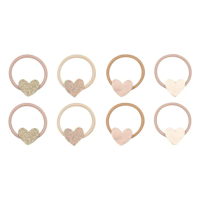 Lot de 8 Mini Chouchous Cœur | Doré