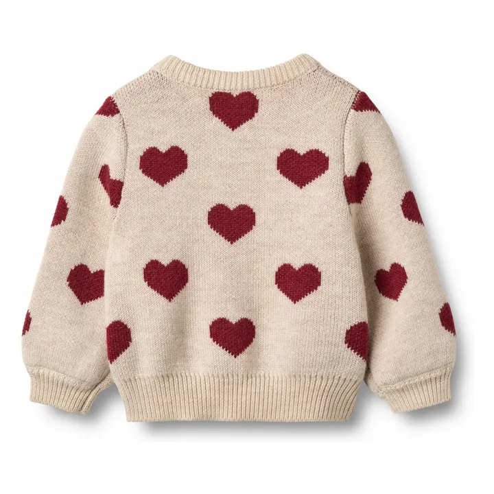 Cardigan Hearts Jacquard Laine Mérinos | Beige- Image produit n°1