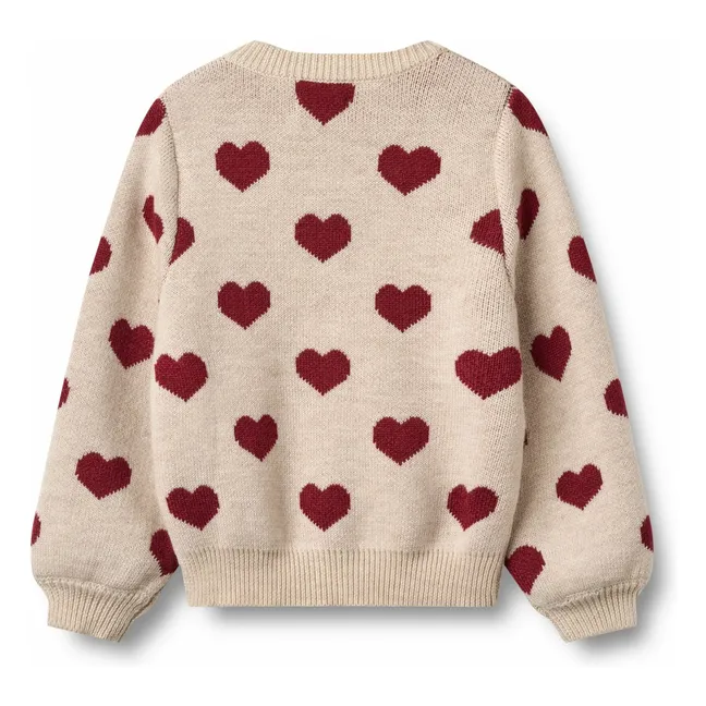 Strickjacke Hearts Jacquard Merinowolle | Beige