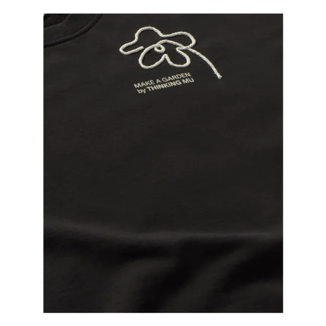 Sudadera Cuerda Flor Jimena Algodón Ecológico | Negro