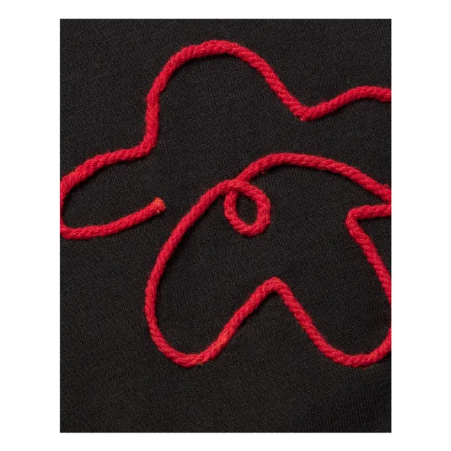 Camiseta de algodón orgánico Flower Cord Volta | Negro