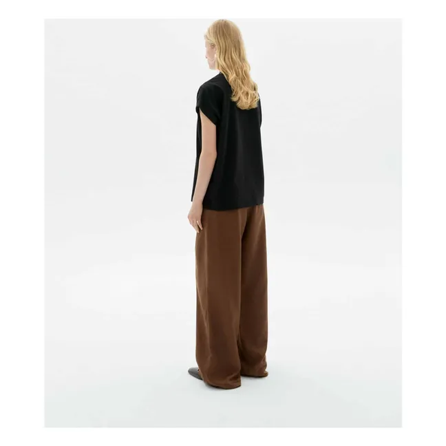 T-shirt in cotone organico Flower Cord Volta | Nero