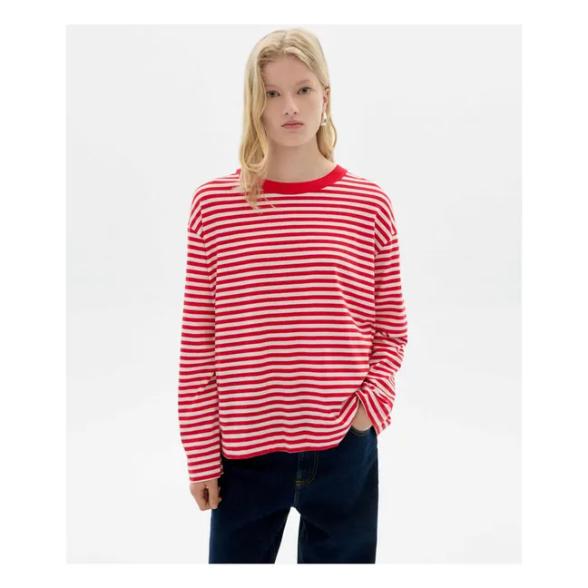 T-shirt Willy Emily R Rayé Coton Bio | Rouge