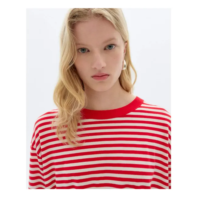 T-shirt Willy Emily R Rayé Coton Bio | Rouge