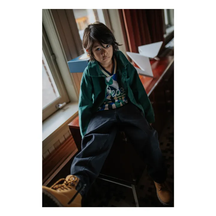 Camiseta con cuello de pico Fibras recicladas | Azul- Imagen del producto n°13