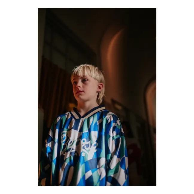 Camiseta con cuello de pico Fibras recicladas | Azul