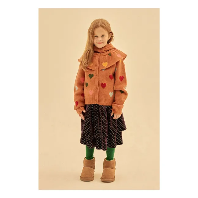 Strickjacke Herzen | Braun