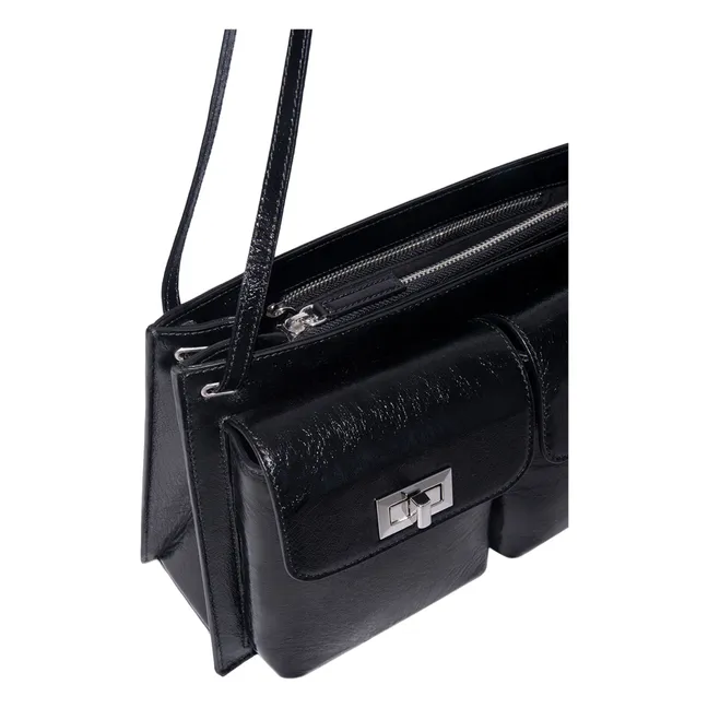 Billy-Tasche aus strukturiertem Leder | Schwarz