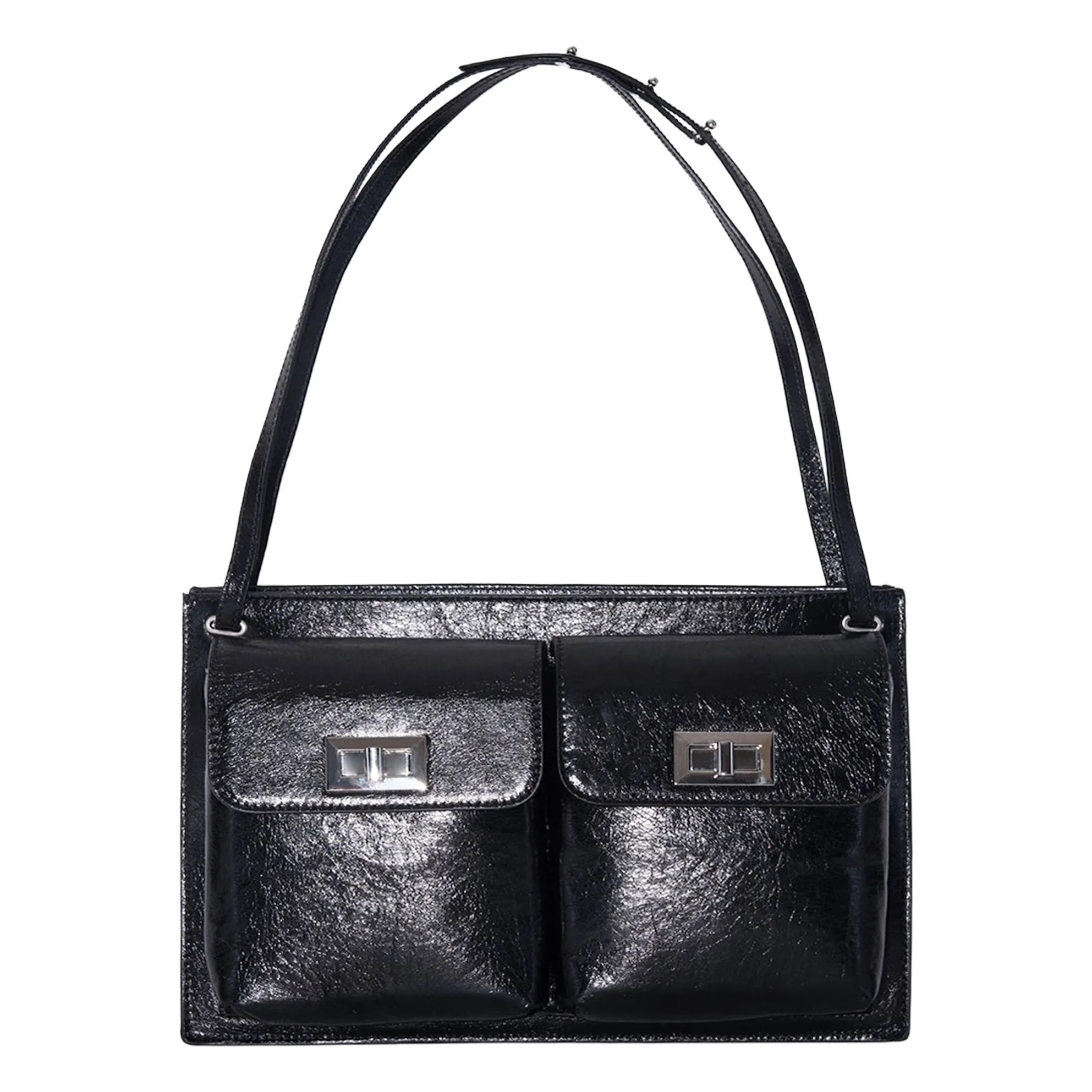 By Far Unisex Black Billy Textured Leather Bag