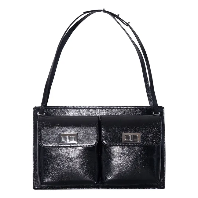 Billy-Tasche aus strukturiertem Leder | Schwarz