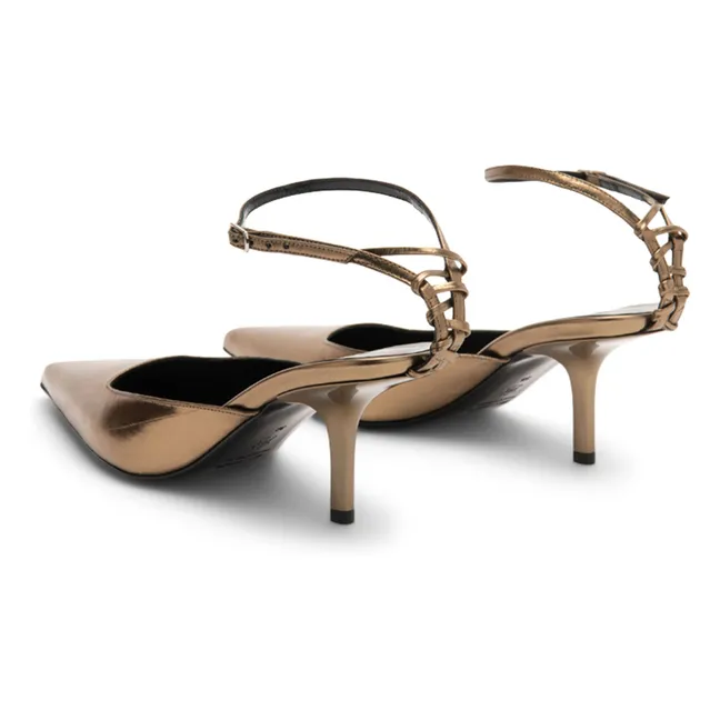 Metallic Teese pumps in eel leather | Olive