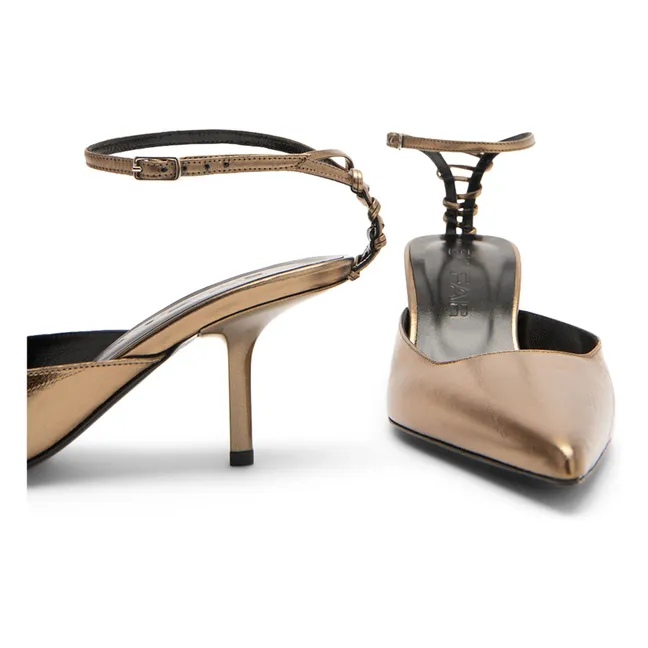 Metallic Teese pumps in eel leather | Olive