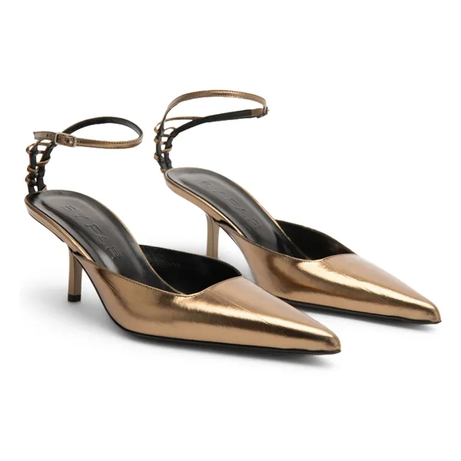 Décolleté Teese metallizzate in pelle di anguilla | Olive