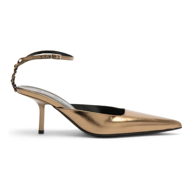 Metallic Teese pumps in eel leather | Olive