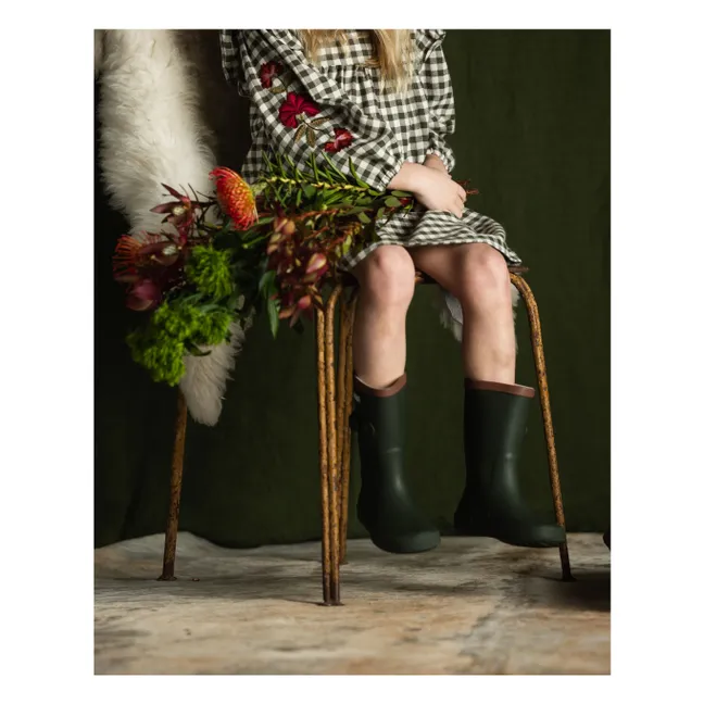 Robe Fleurie Vichy | Vert