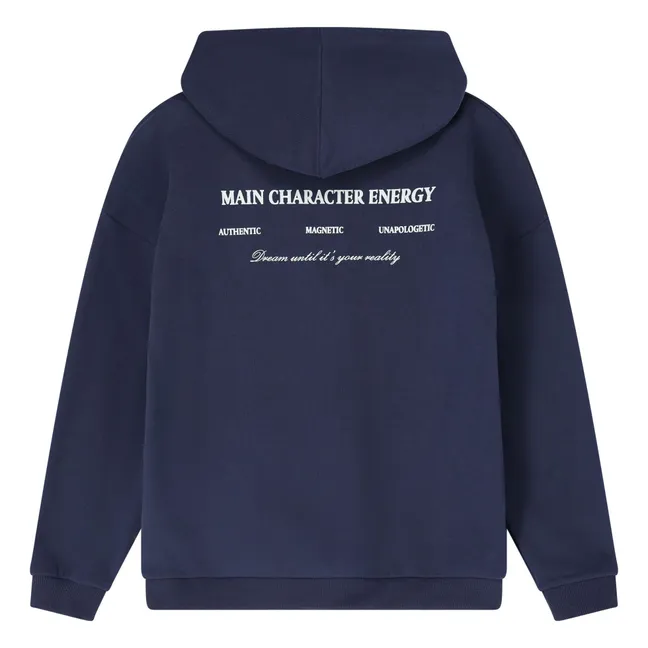 Felpa a mano con carattere Cotone organico | Blu marino