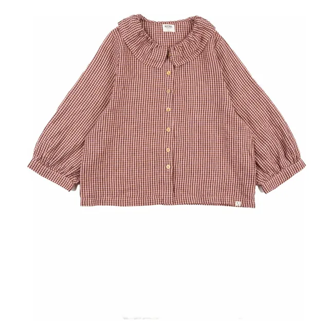 Blouse Carreaux Lin | Rose
