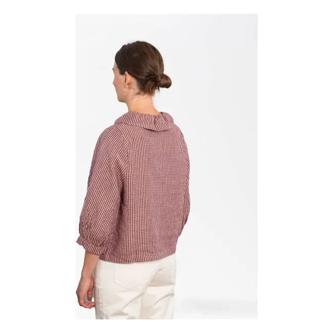 Blouse Carreaux Lin | Rose