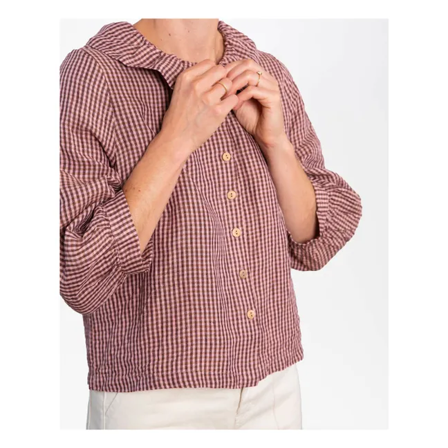 Blouse Carreaux Lin | Rose
