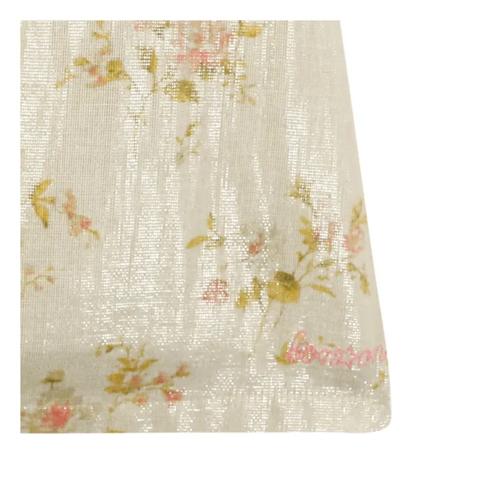 Robe Reveuse Fleurie Métallisée | Ecru- Image produit n°4