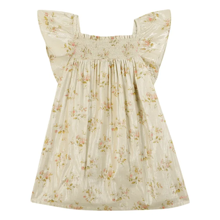 Robe Reveuse Fleurie Métallisée | Ecru- Image produit n°0