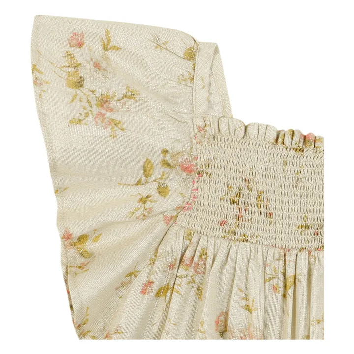 Robe Reveuse Fleurie Métallisée | Ecru- Image produit n°3