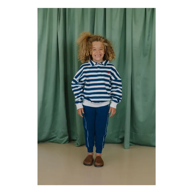 Striped organic cotton polo shirt | Blue