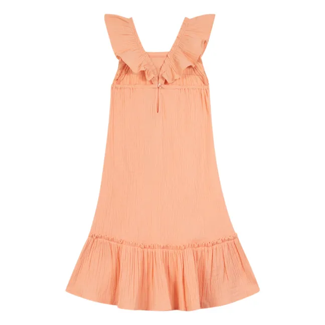 Celia organic cotton ruffled dress | Apricot