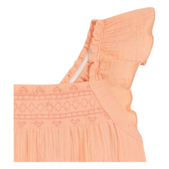 Kleid mit Volants Celia Bio-Baumwolle | Apricot