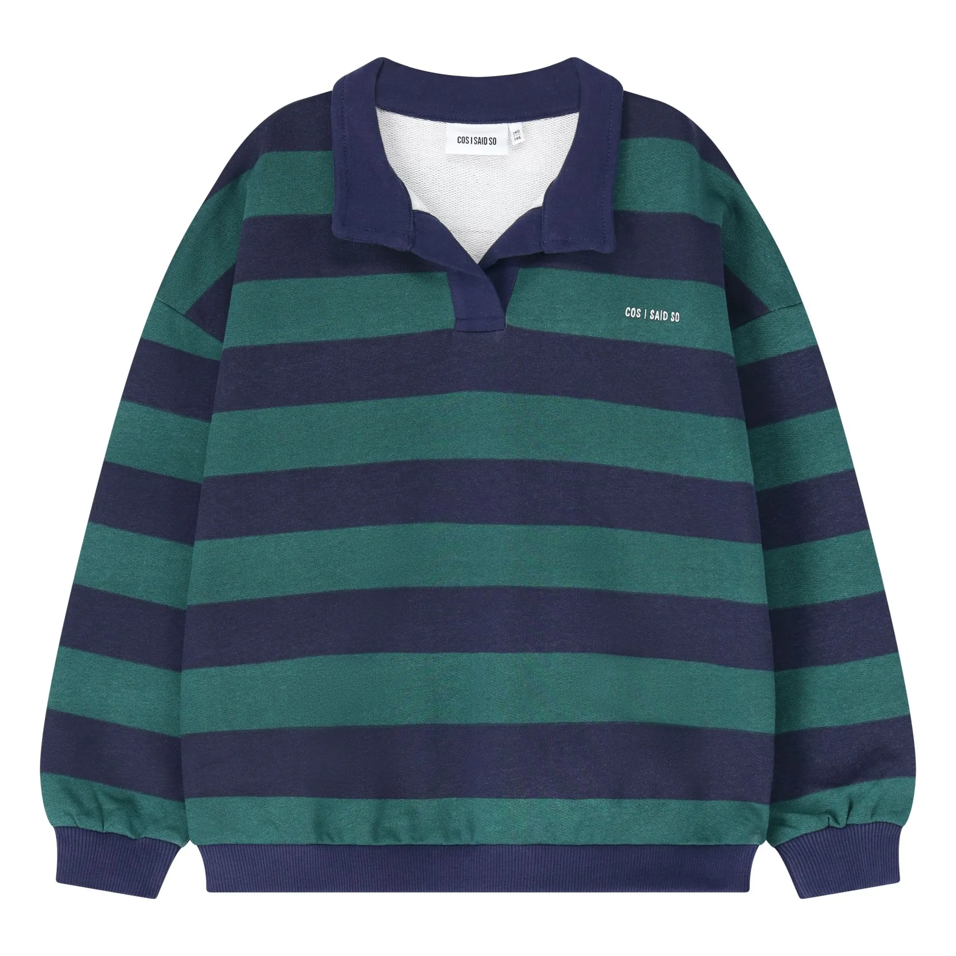 Cos I Said So Navy Blue Striped Organic Cotton Polo Shirt