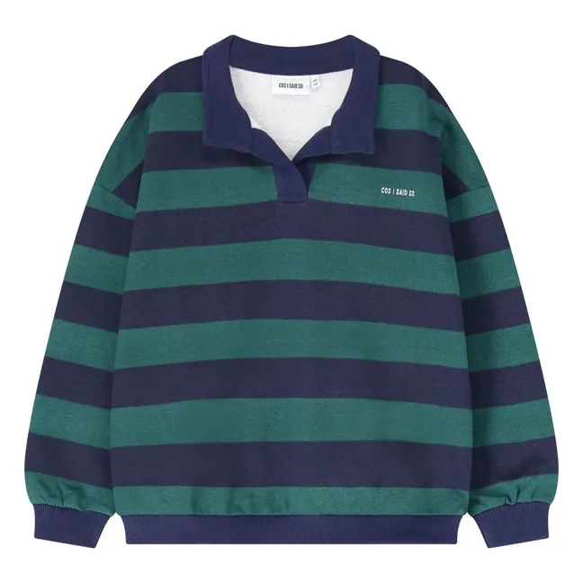 Polo a righe in cotone biologico | Blu marino