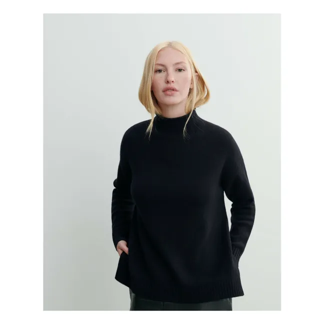Cashmere High Neck Sweater | Black