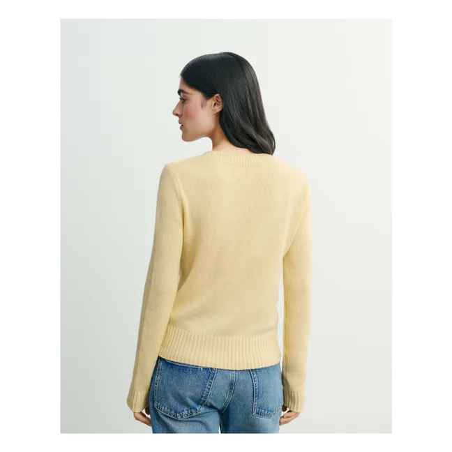 Round Neck Sweater 4 Threads Cashmere G58023 | Pale yellow